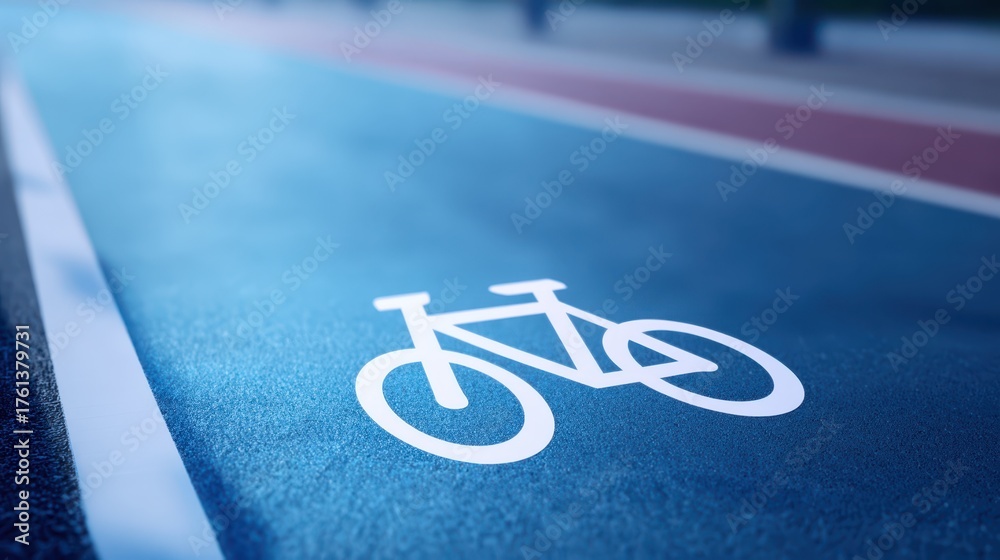 Bike lane marked with white bicycle symbol urban street features ...