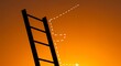 © Bagio - Silhouette of a ladder reaching towards the sky with a dotted line indicating upward movement.