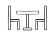 © Yanka - table and two chairs side view icon doodle hand drawn. Outline line drawing clipart symbol