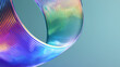 © suldev - 3d abstract glass holographic transparent circular lines background. Iridescent circle ring with rainbow color dispersion light, neon gradient. Modern creative wallpaper, tech banner