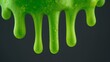 © Future Vision - Dripping bright green viscous gel sliding downward at studio backdrop, with condensation droplets