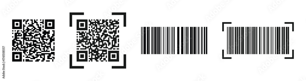 Scan This Barcode Design Data scan code vector icons. Barcode and QR code line icons for payment ...