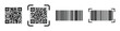 © Oliver Vandenberg - QR code and barcode set. Scan QR code icon. QR code and barcode black for website design and mobile. Vector illustration on a white background. EPS 10