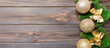 © sosiukin - Set of festive balls, fir tree and Christmas decorations on wooden background. Top view of New Year ornament concept with copy space