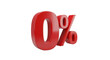 © Md - Red glossy zero percent symbol 0% isolated on black for discount and sale promotions
