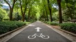 © Jane_S - Peaceful tree-lined pathway with bicycle lane in sunny park