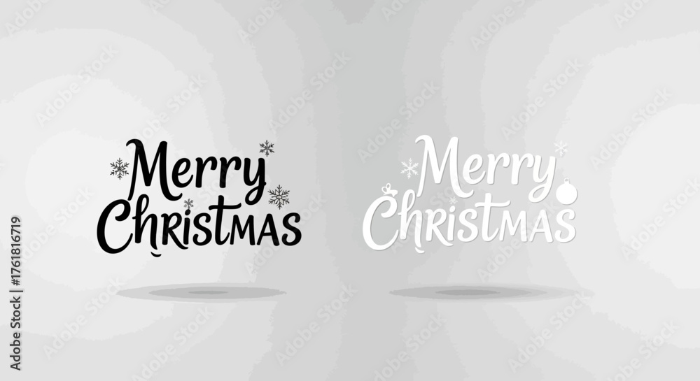 Elegant Merry Christmas handwritten lettering in black and white ...