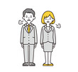 © SAKUTA - ため息をつく、20代・30代のビジネスマンの男性と女性のシンプルな全身ベクターイラスト素材セット