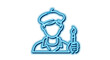 © Maryati - Neon Blue Artist Icon with Beret and Paintbrush.