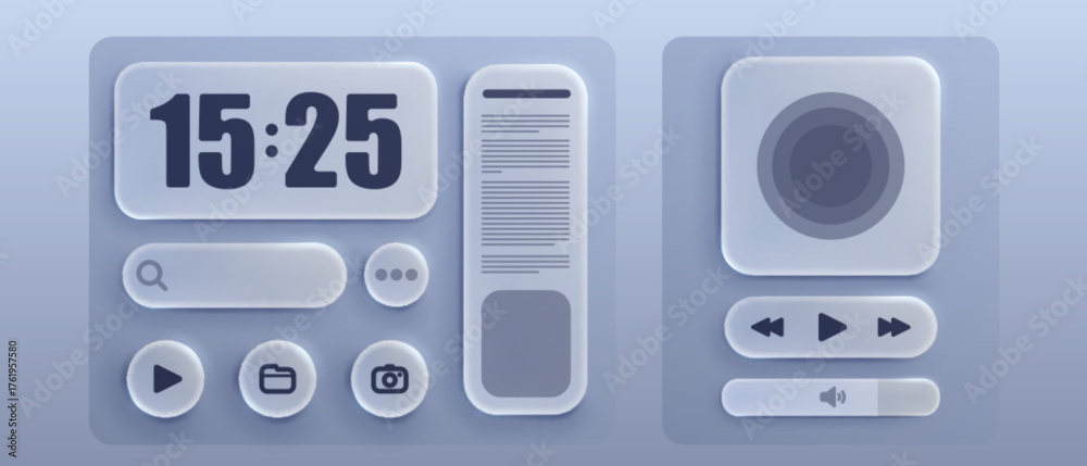 Liquid glass panels with frosted blur for ui components and player ...