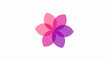 © kusuma - Geometric flower icon with six translucent petals in magenta and violet hues. Abstract floral logo design element for a spa, cosmetic, or wellness brand. Vector eps file