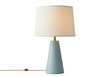 © Daniel - Elegant light blue ceramic table lamp isolated on white, modern home decor lighting for bedroom or living room