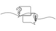 © UzzalChandra - Hand drawn one line vector. Quick tips. Continuous one line drawing of question mark, light bulb and speech bubbles. Vector illustration isolated on white. Editable outline