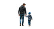 © Rehana - Father and son walking hand in hand wearing casual clothing child, isolated on a white or transparent background, cutout, PNG