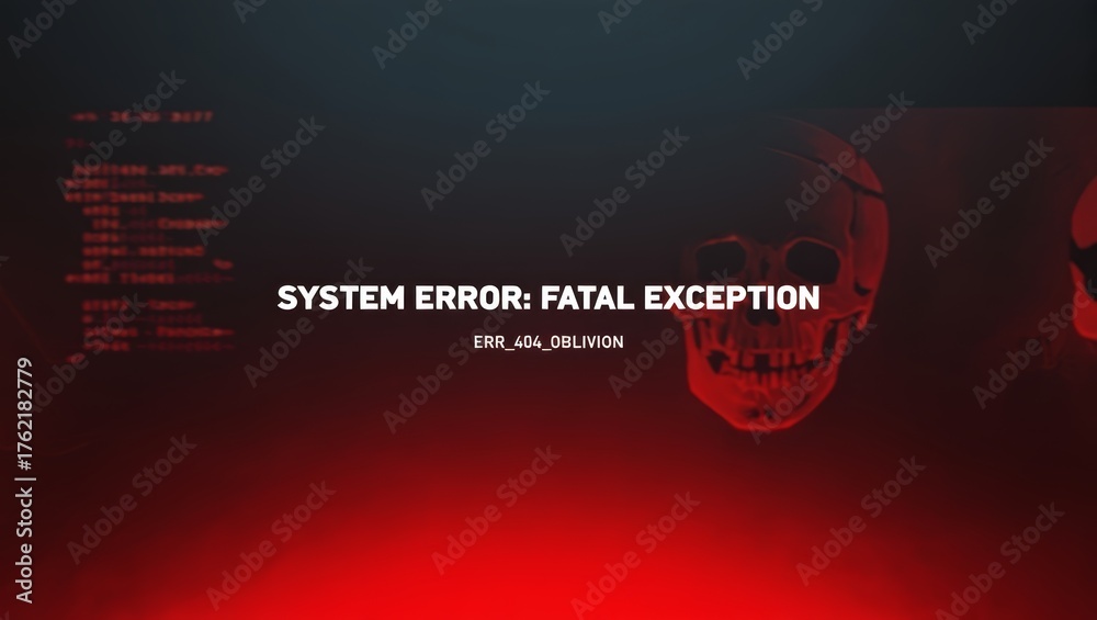 System Error Fatal Exception Message with Skull and Glitch Effect on ...
