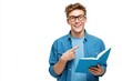 © Prazis Images - Happy Young Student Pointing at His Blue Book