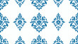 © Stencil - Vector Blue damask seamless pattern background. Classical luxury old fashioned damask ornament