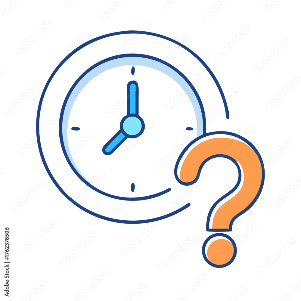 Time management questions and issues displayed with clock and question ...