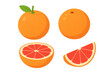 © PNG Kingdom  - Grapefruit fruit set with whole, half, and slice pieces. Refreshing red citrus food, transparent background vector