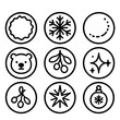 © kamila - Seasonal Buttons outline icon set: frost-edged button, glowing snowflake button, snow trail button, festive sparkle button, polar bear button, mistletoe button, crystal star button