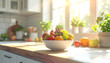© Rawa - Fresh fruit bowl on a wooden countertop in bright kitchen setting