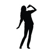 © adidesigner23 - Silhouette of Female Singer or Karaoke Performer Holding Microphone and Singing Passionately, Isolated on White Background