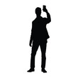 © adidesigner23 - Silhouette of Man Taking a Selfie or Recording Video with Smartphone Held High Above Head, Isolated on White Background