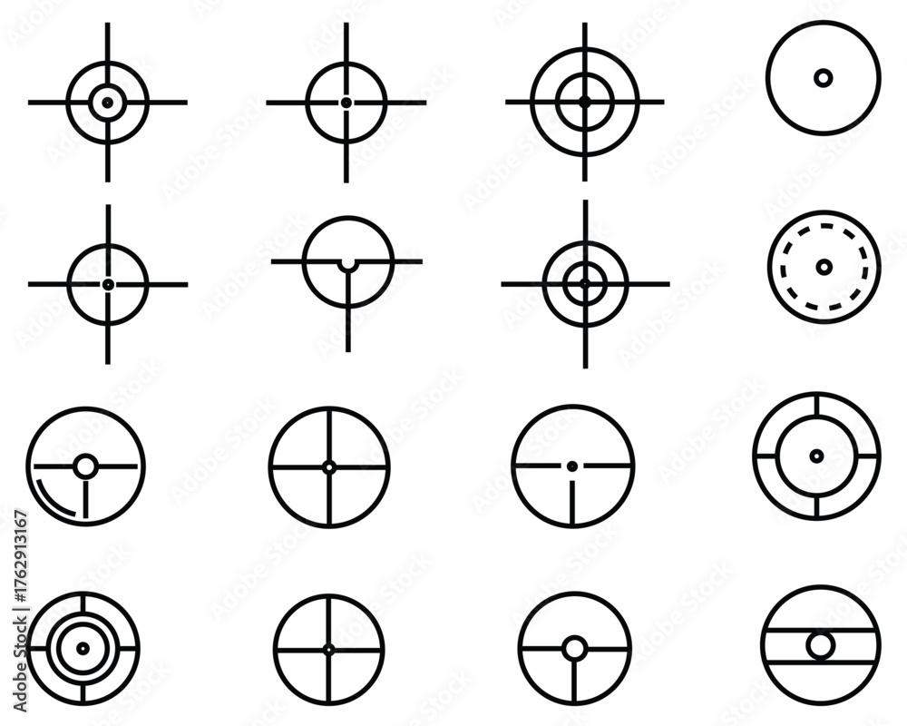 Target and Crosshair Icon Set – Colorful Bullseye, Precision Aim ...
