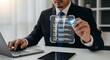© Nasim - Businessman interacting with digital survey suit laptop