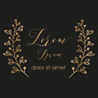 © Vector image stock - vintage floral background Shows a gold floral logo with “Lorem Ipsum” text. Full-frame composition, black-gold tone. Elegant style, branding background, with “Lorem Ipsum” text.