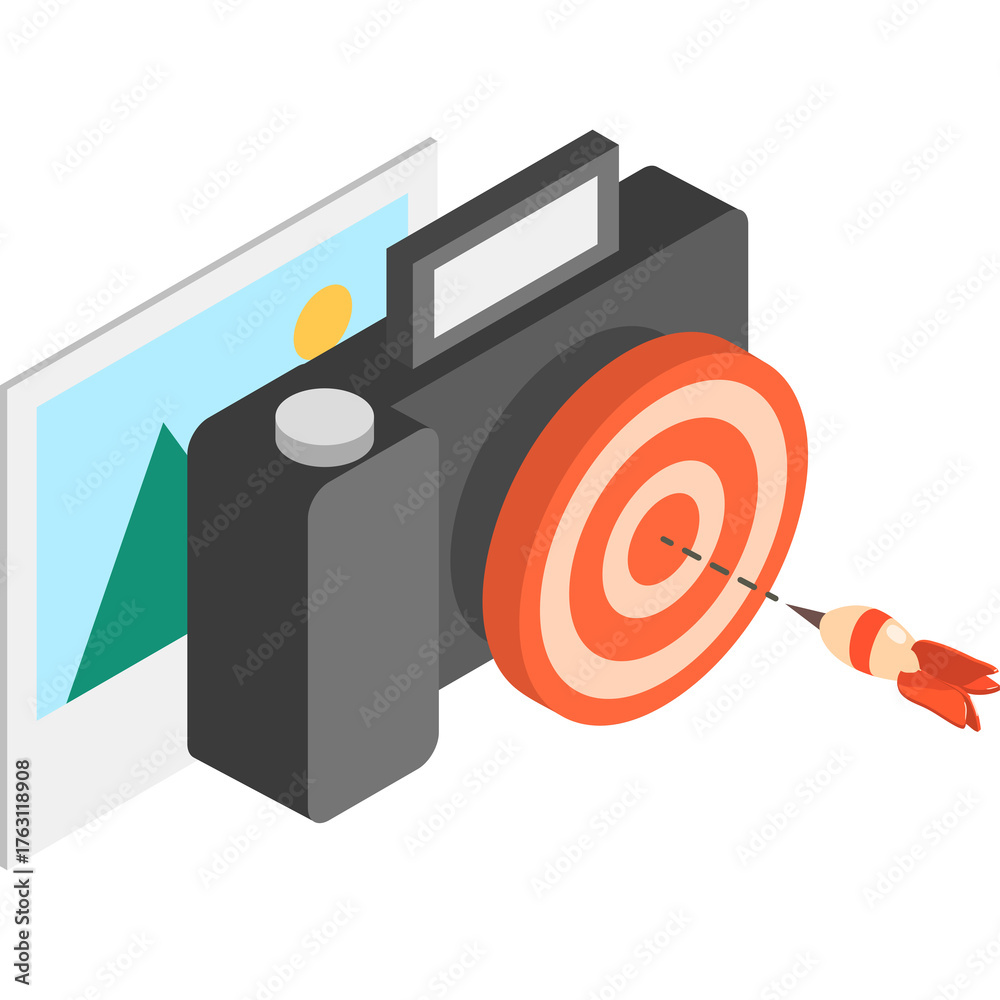 Prompt Isometric Camera Isometric Camera With A Target And Dart Demonstrating Focus And ...