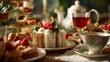 © HansAdam - Festive afternoon tea arrangement with cake and tea in elegant setting