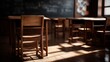 © Victoria - Vintage Classroom With Wooden Desks