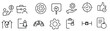 © Babr - Line icons about action plan. Contains such icons as search strategy, target, scheme, timeline and workflow.Action plan set of web icons in line style. Strategy action planning icons.
