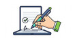 © Waqar - A hand signing a contract on a tablet with a checkmark, digital agreement and approval illustration