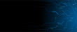 © Zero Degree - Circuit blue board texture on black technology web banner background. Horizontal web banner with empty place for text.