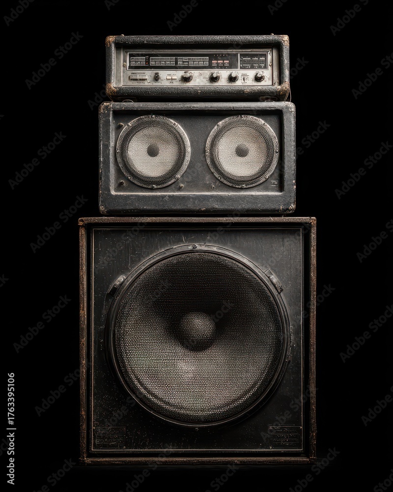 Amplifier Stack. Vintage Bass Amp with Isolated Speaker Stack for Heavy ...
