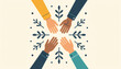 © Alex_Kalin - Diverse hands symbolizing unity and community. Flat design vector illustration of collaboration and support. Winter holiday snowflake concept