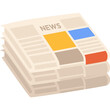 © taufik - Stack Of Newspapers With News Headlines And Colorful Blocks On A Transparent Background