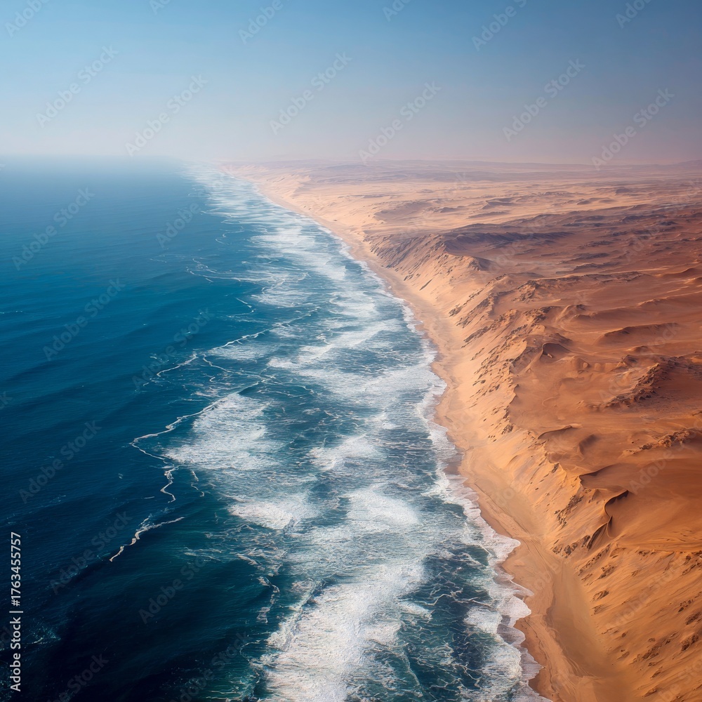 Ocean In Namibia Place where Namib desert and the Atlantic ocean meets, Skeleton coast ...