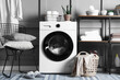 © New Africa - Laundry room with modern washing machine. Interior design