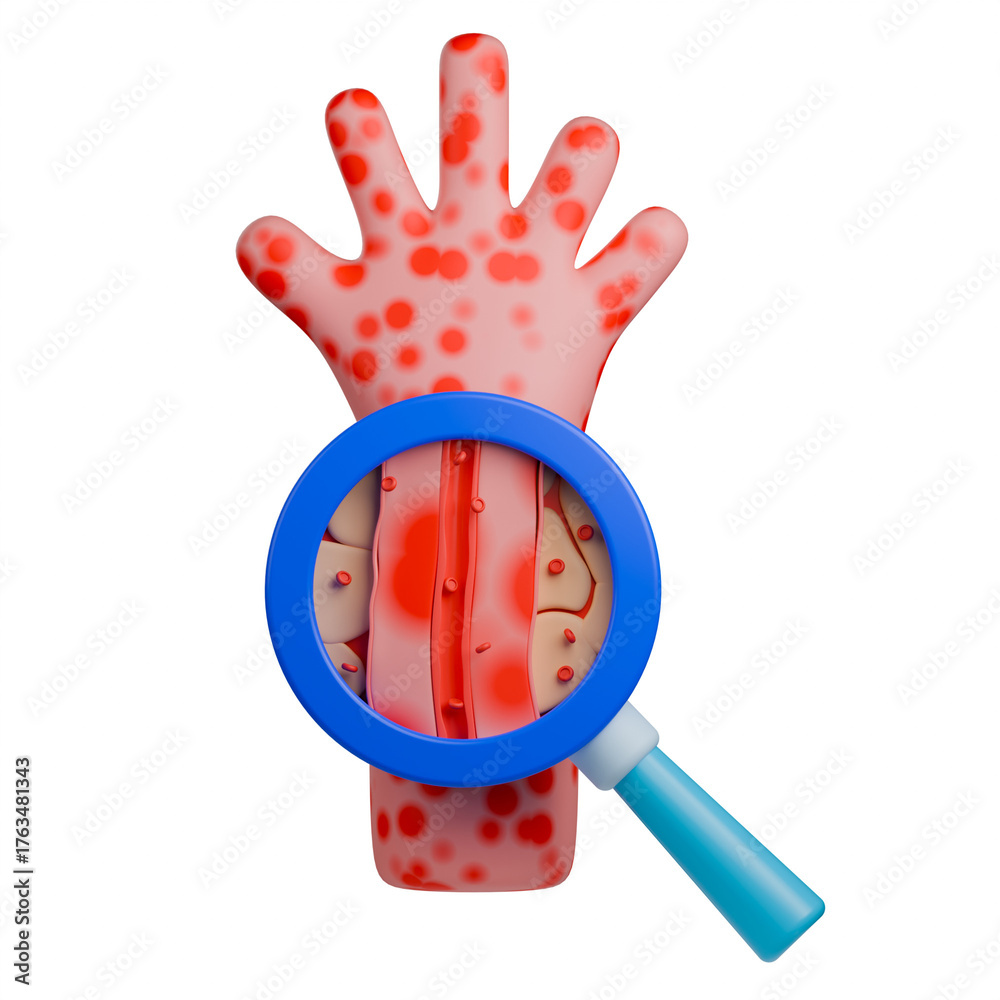 Стоковая иллюстрация «3D medical illustration of vasculitis, shows red ...
