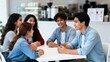 © Bay - Group of friends talking and laughing together at a cafe table