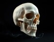 © IhsanKL - Gothic Human Skull Mockup with Dramatic Lighting on Deep Black Studio Background