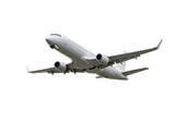 Isolated passenger airplane in flight, skyward view of plane on approach, light aircraft