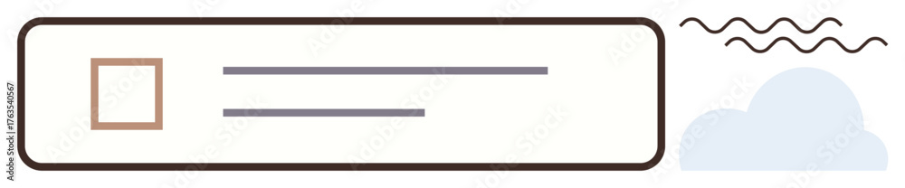 Checkbox and text lines within a rectangular interface paired with ...