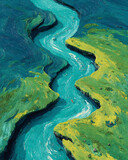 Winding River Canyon Landscape Painting A Scenic Journey Through Nature