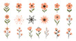 © MS - Collection of various floral illustrations in different styles and designs.