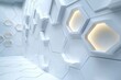 © Darren - pristine white backdrop adorned with a mesmerizing array of hexagonal shapes- creating a visually captivating and futuristic aesthetic