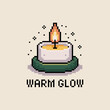 © RA Studio - Warm glow candle icon, pixel style wax candle, cozy winter ambiance, gentle flame light, holiday season illustration
